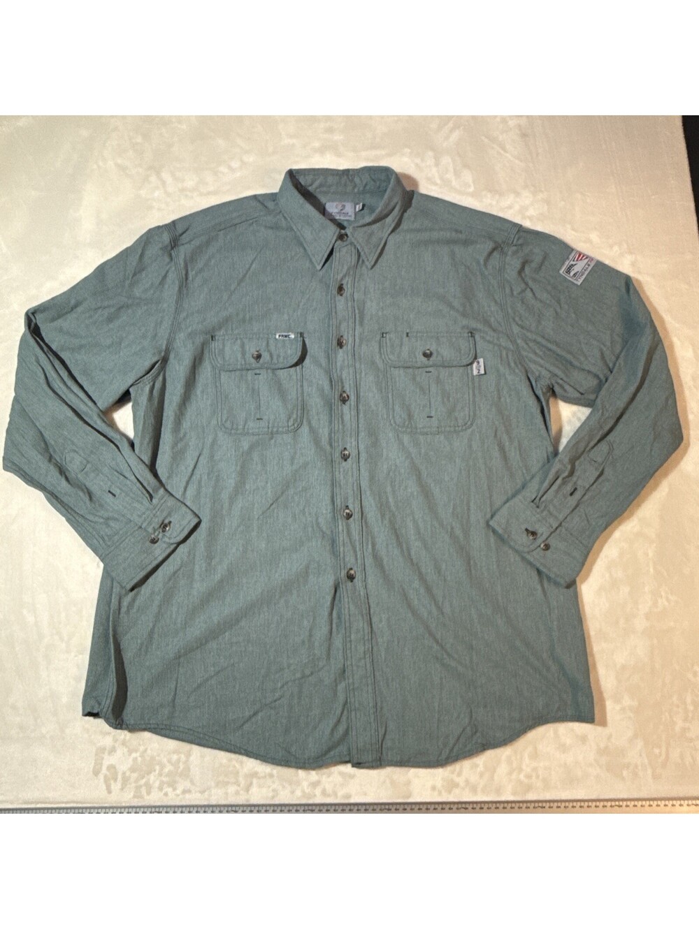 Tyndale FR Shirt Mens 2XL Green Arc Rated Flame Resistant Workwear Made USA